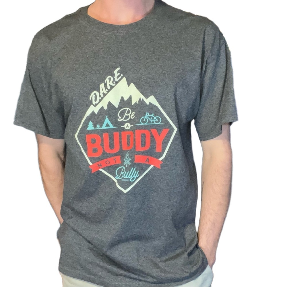 Fruit Of The Loom Vintage DARE Be A Buddy Not A Bully Grey Tee Size L